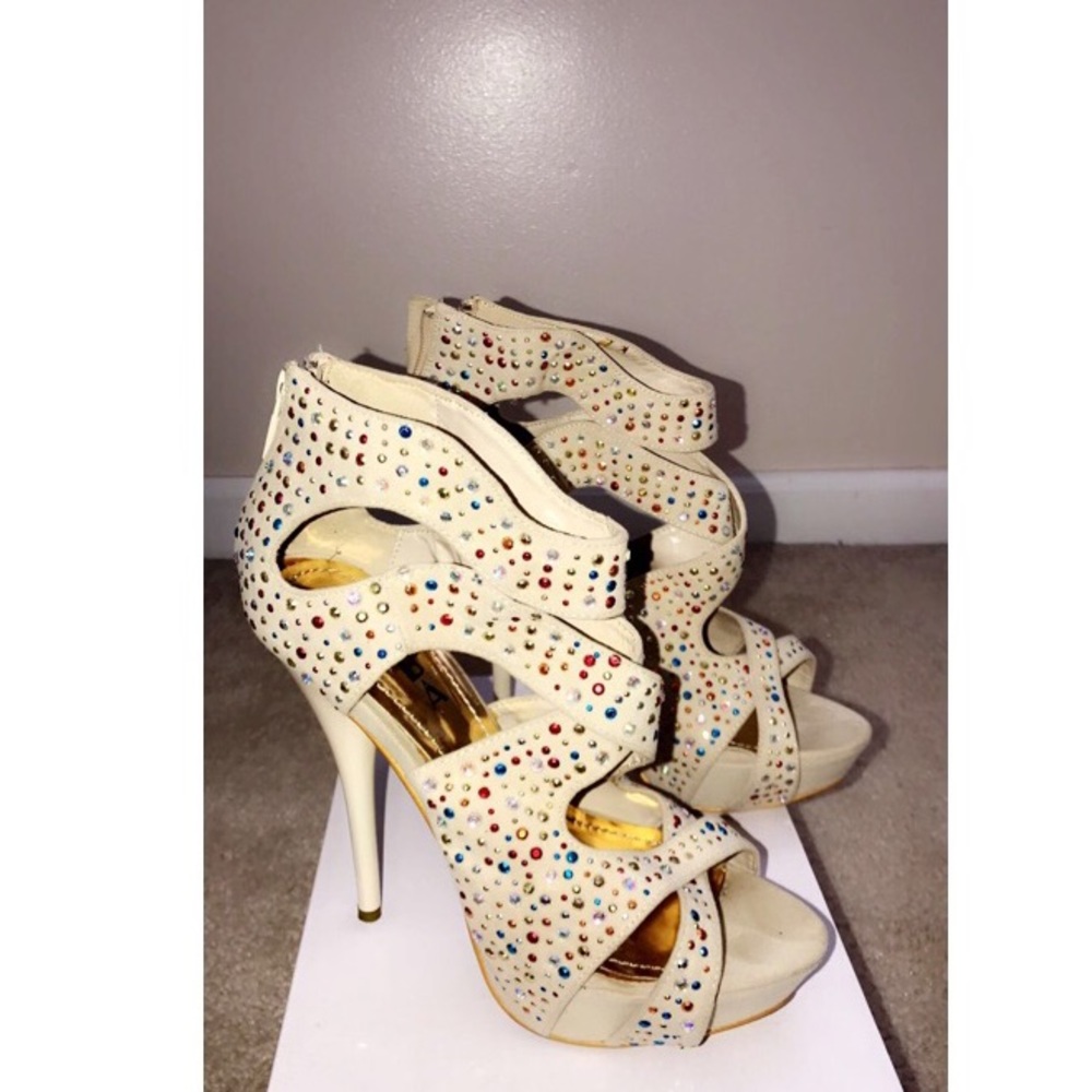 Colorful studded heels